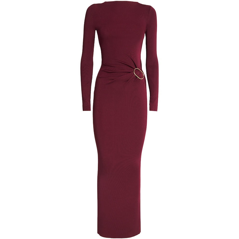 Roland Mouret Red Knit Buckle Maxi Dress