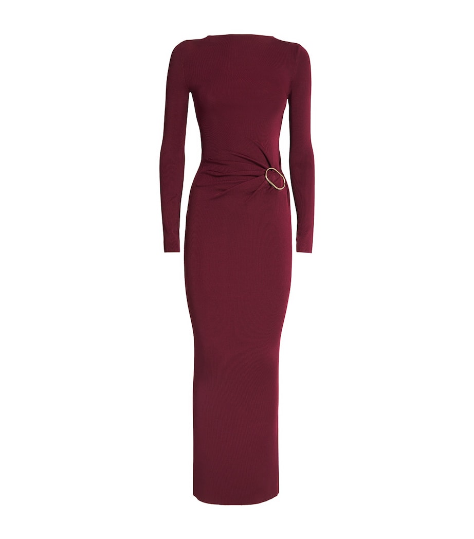 Roland Mouret Red Knit Buckle Maxi Dress