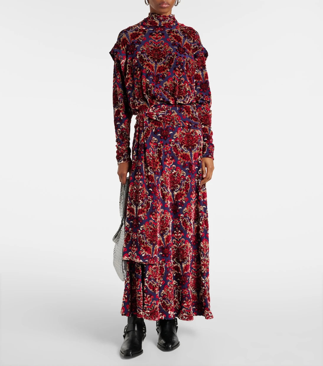 Rabanne - Draped jacquard maxi dress