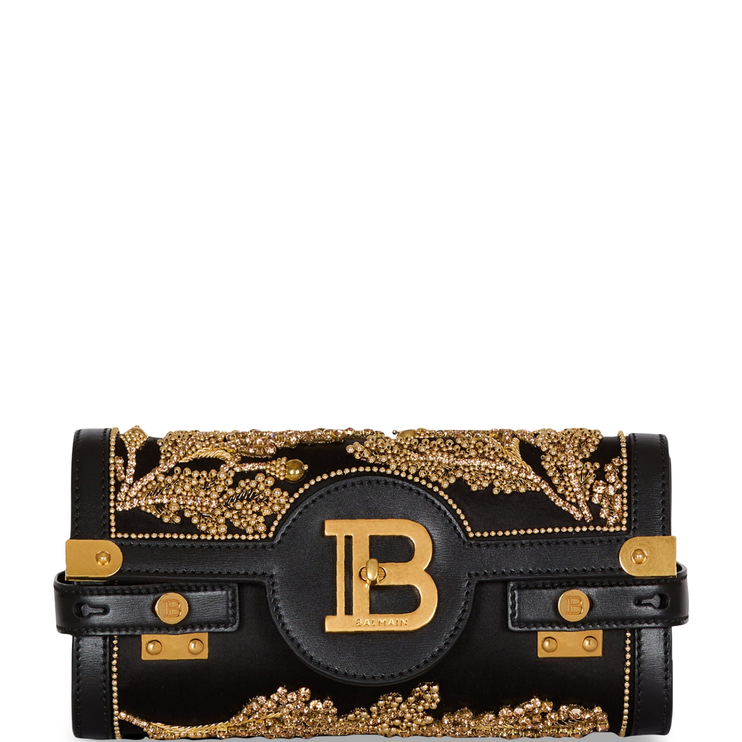 Balmain Black Leather B-Buzz 23 Clutch Bag