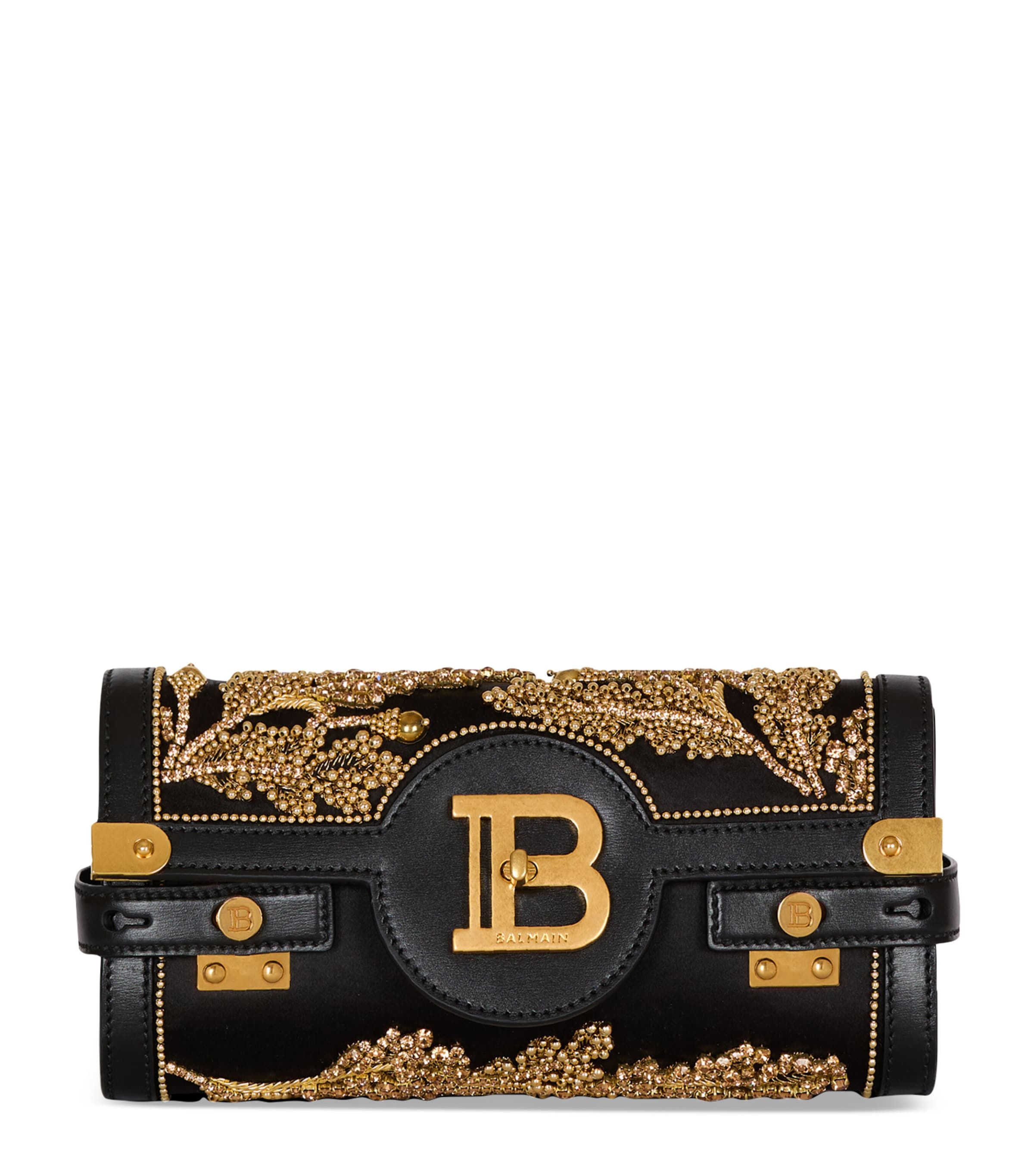 Balmain Black Leather B-Buzz 23 Clutch Bag