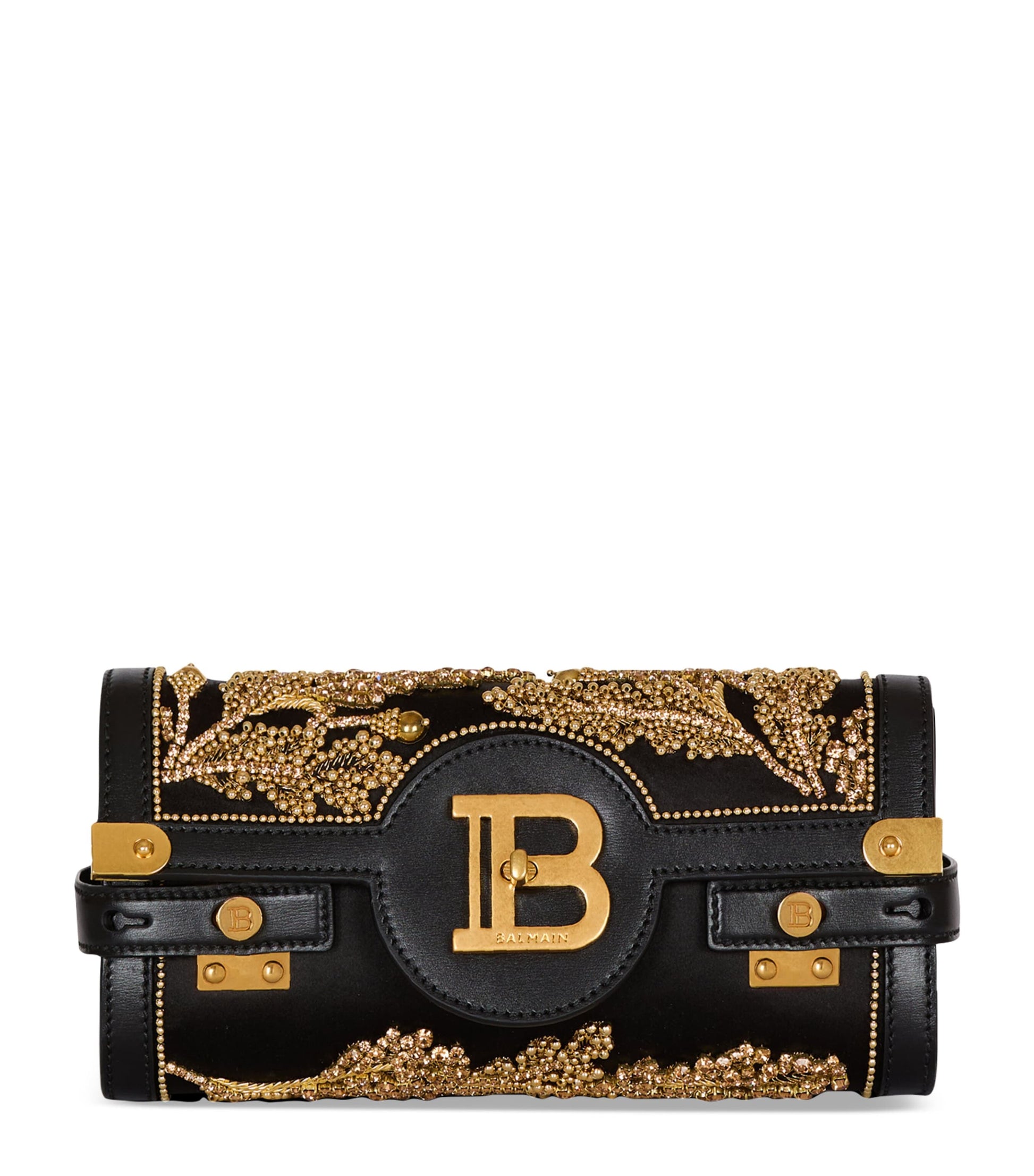 Balmain Black Leather B-Buzz 23 Clutch Bag