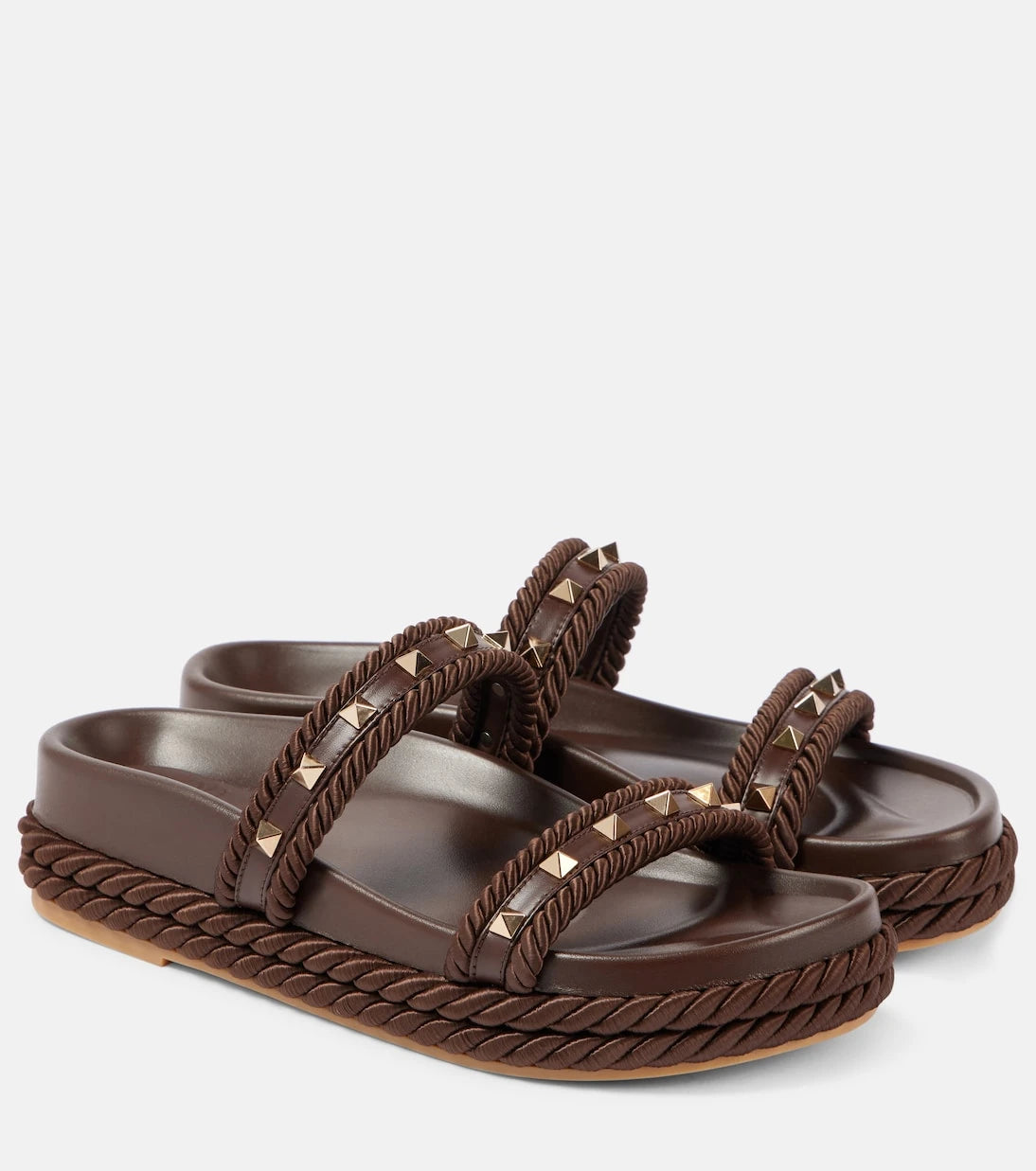 Valentino Garavani - Rockstud Torchon leather-trimmed sandals