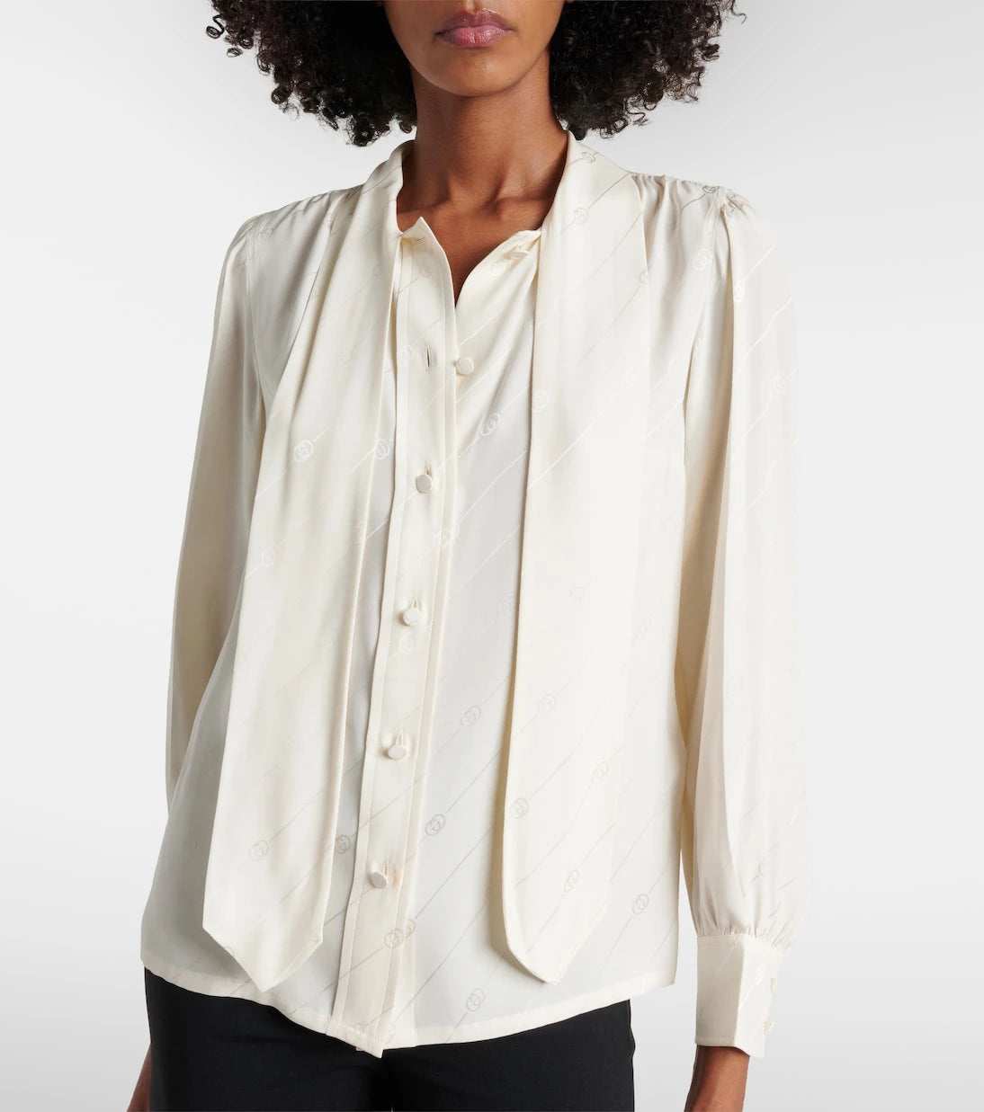 Gucci - Interlocking G silk crêpe satin blouse