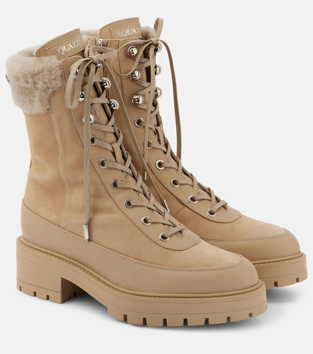 Aquazzura - Very Cortina shearling-trimmed ankle boots