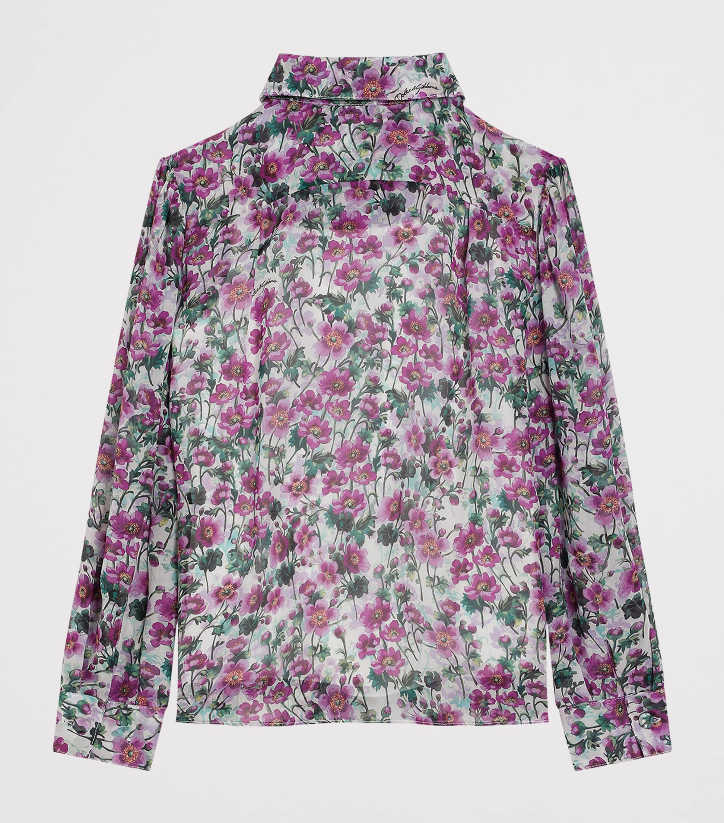 Dolce & Gabbana Kids Silk Crepe Violet Print Shirt (8-13 Years)