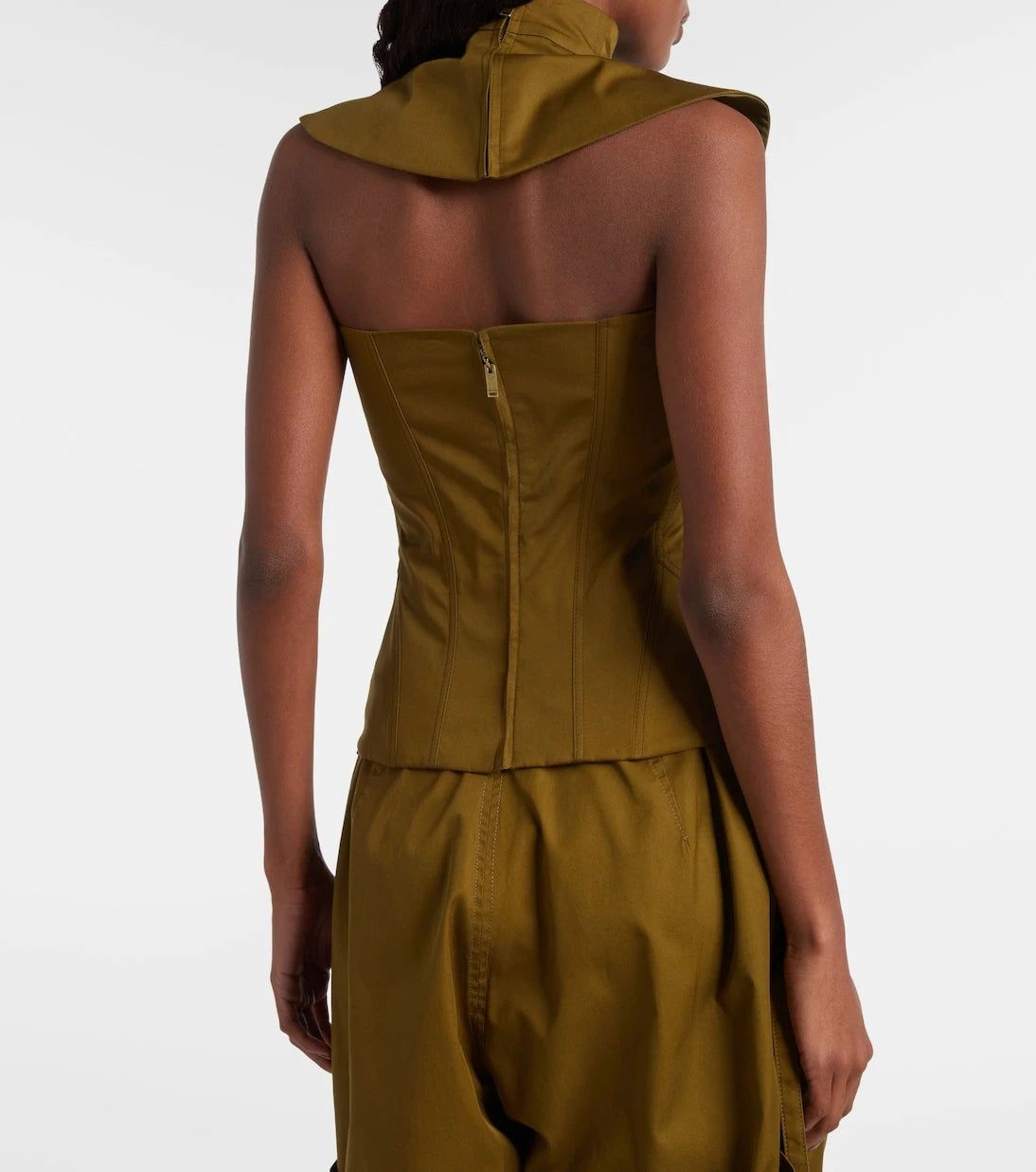 McQueen - Cutout lace-up cotton corset top