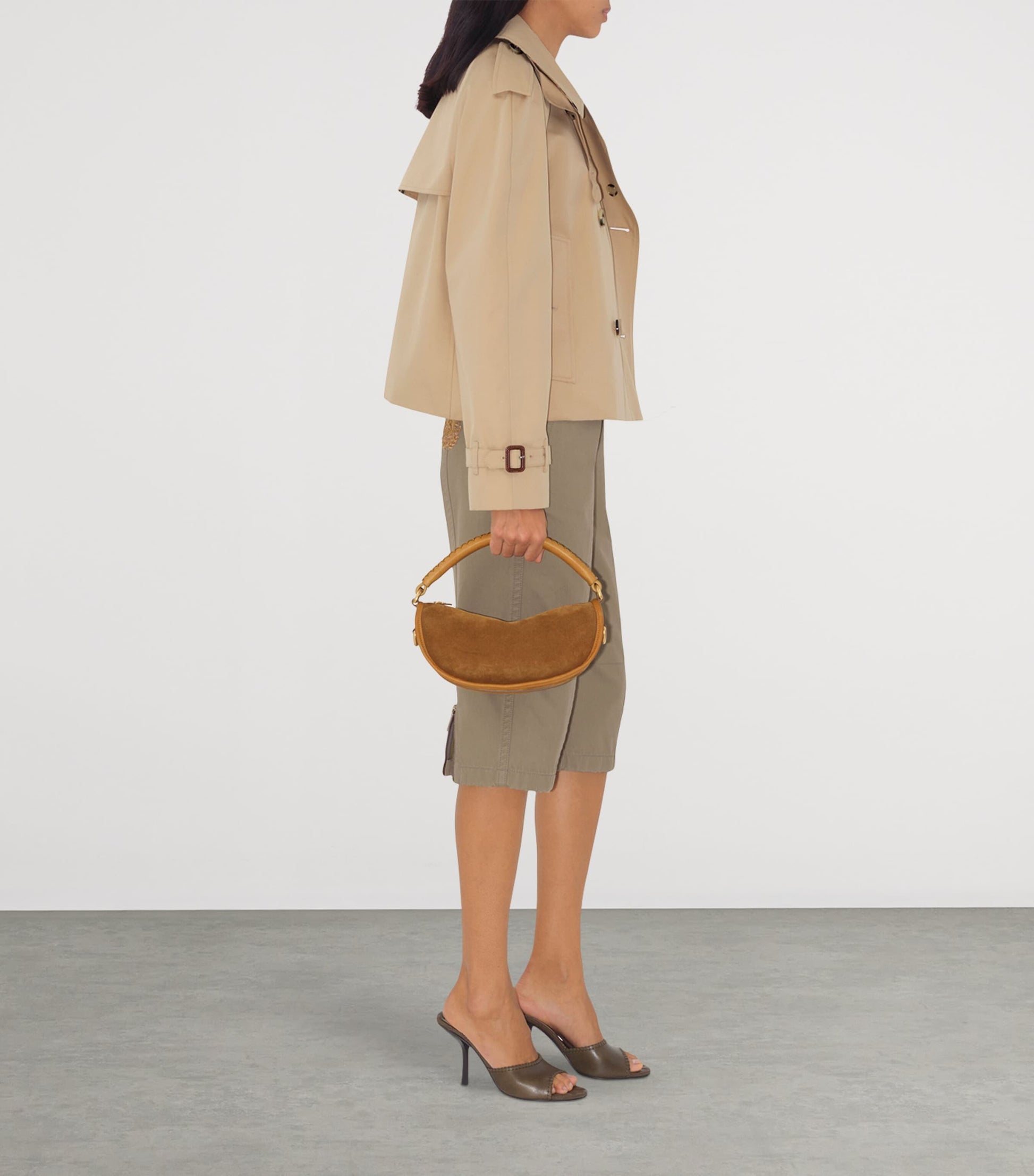 Burberry Beige Suede B Clip Shoulder Bag