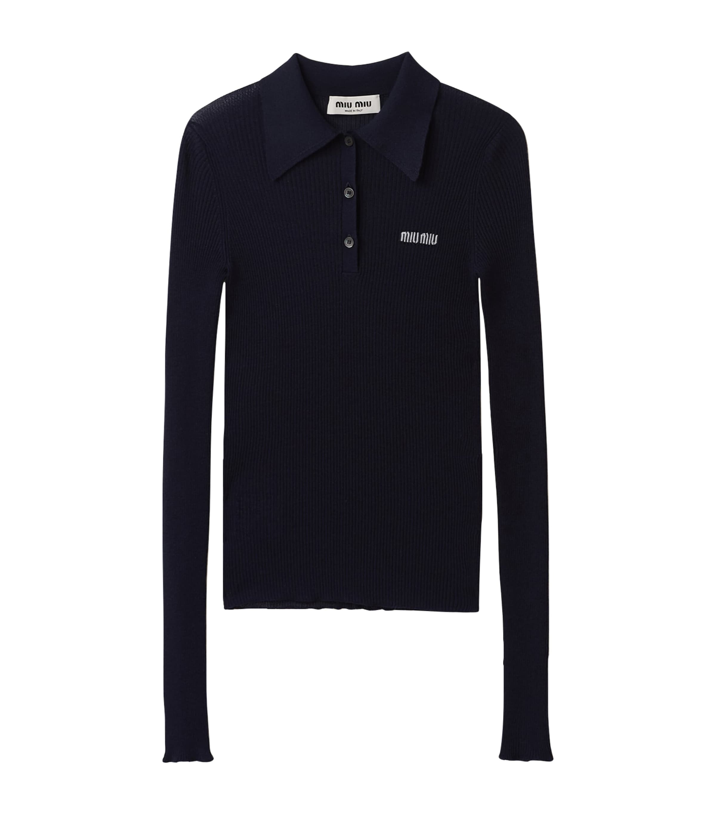 Blue Cashmere-Silk Polo Shirt