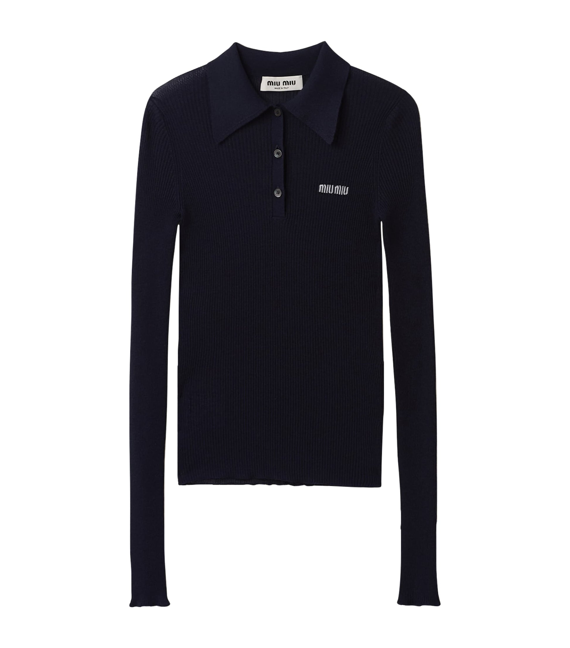 Blue Cashmere-Silk Polo Shirt