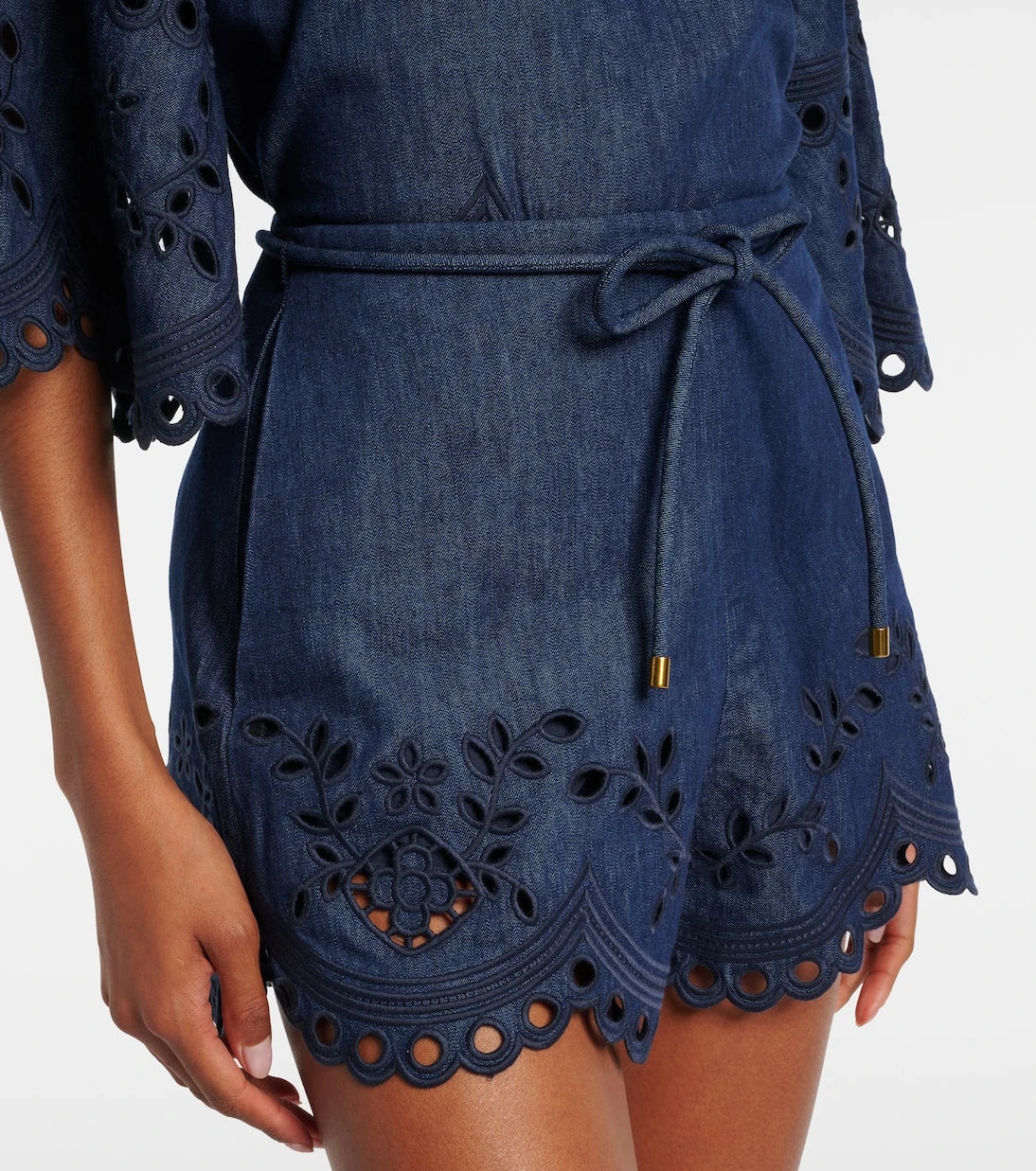 Zimmermann - Mahon broderie anglaise denim shorts