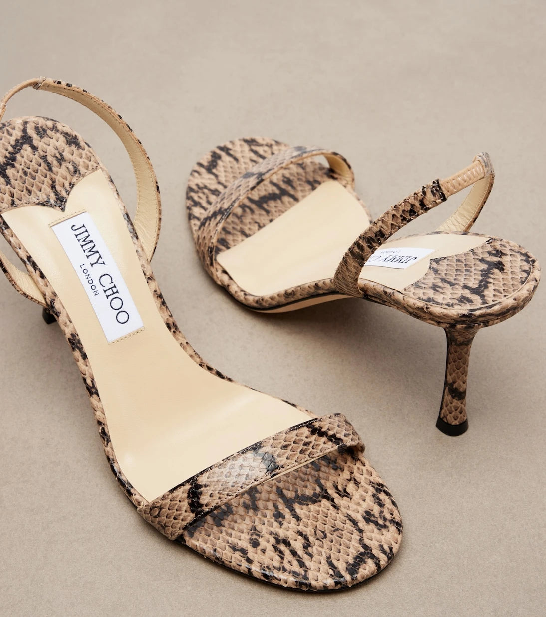 Jimmy Choo - Jenn snake-effect leather slingback sandals