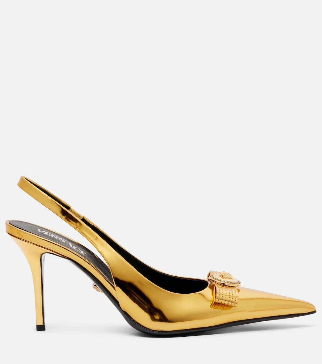 Versace - Gianni Ribbon 85 leather slingback pumps