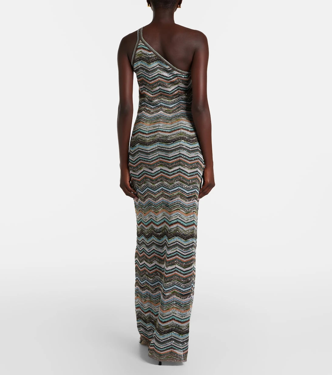 Missoni - Zigzag one-shoulder lamé maxi dress