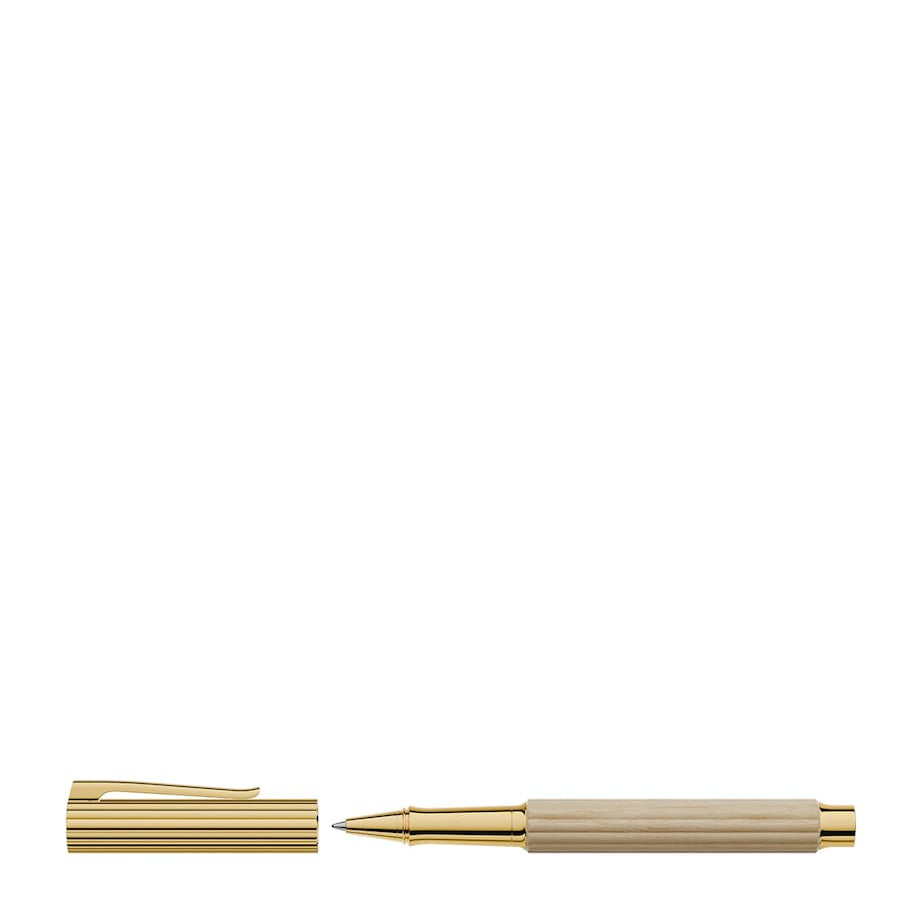 Gold-Trim Hornbeam Wood Bloom Rollerball Pen
