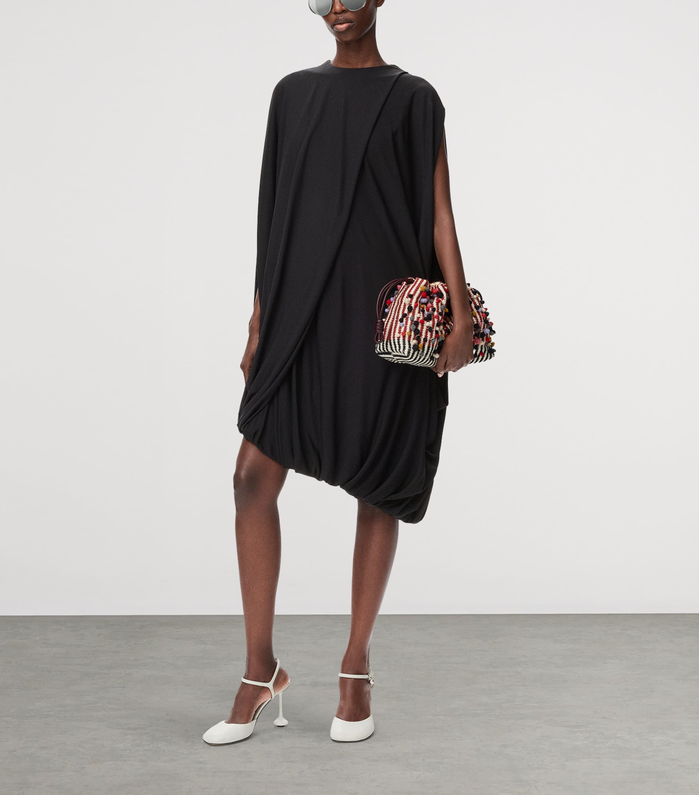 LOEWE Black Draped Mini Dress