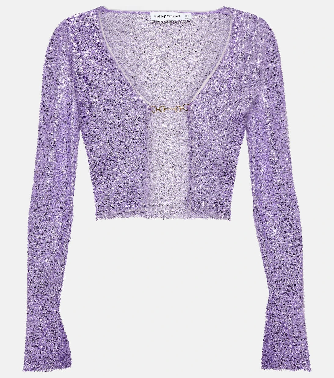 Self-Portrait - Sequined cropped cardigan