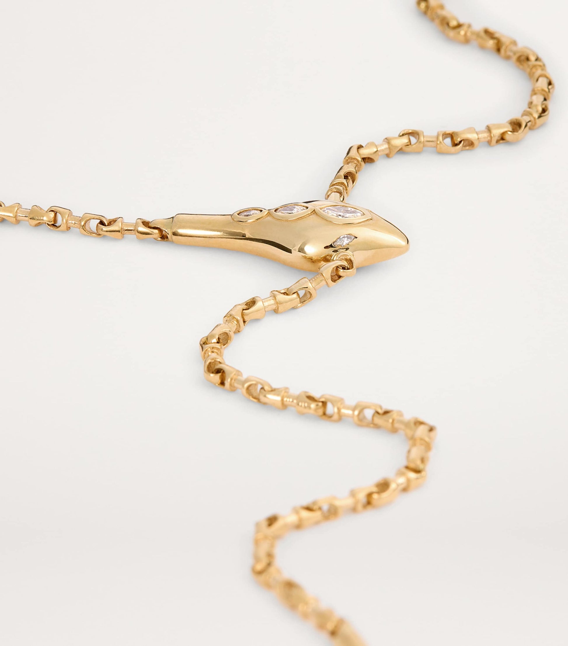 Yellow Gold and Diamond Snake Necklace