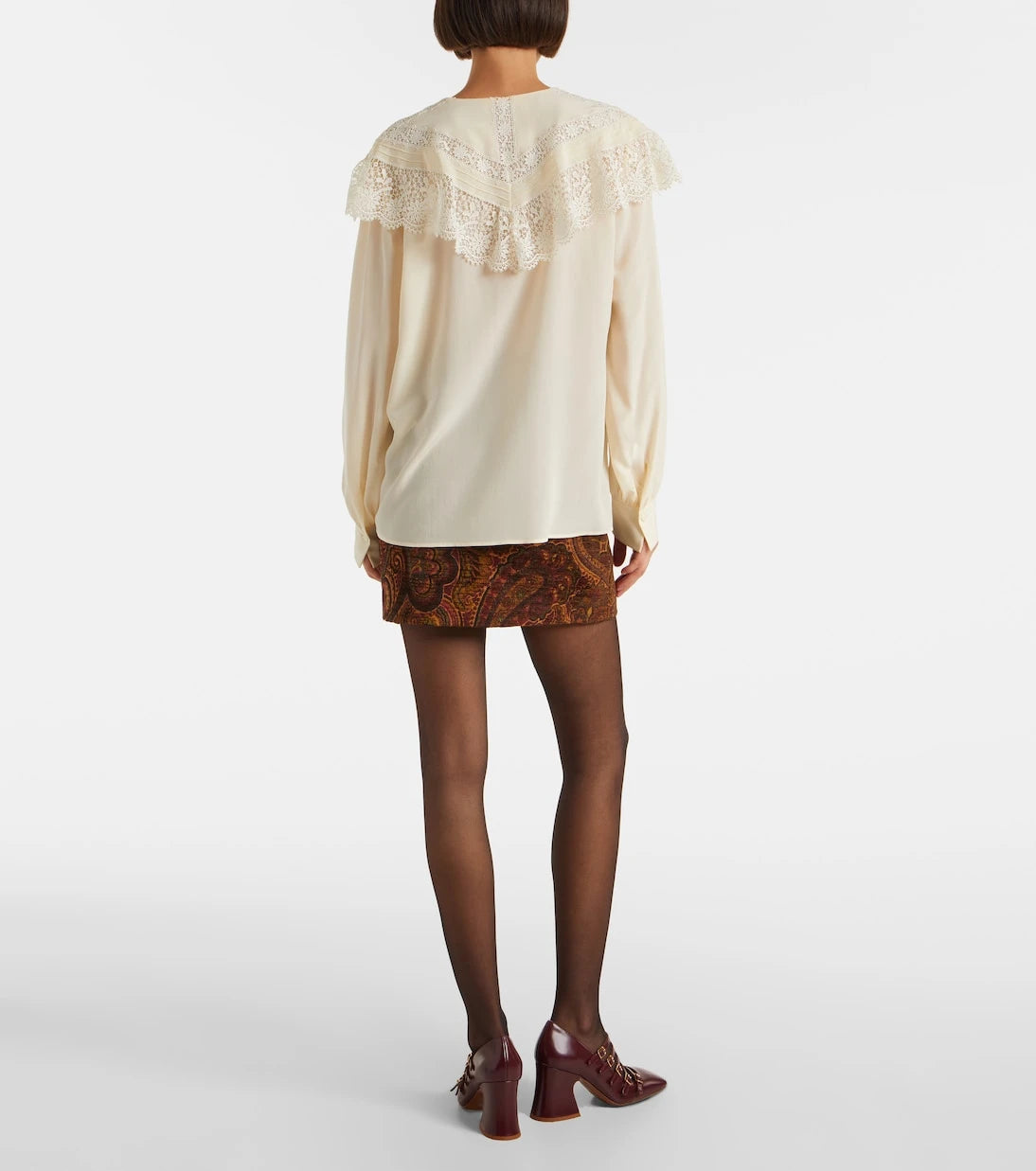 Chloé - Lace-trimmed silk crêpe de chine blouse