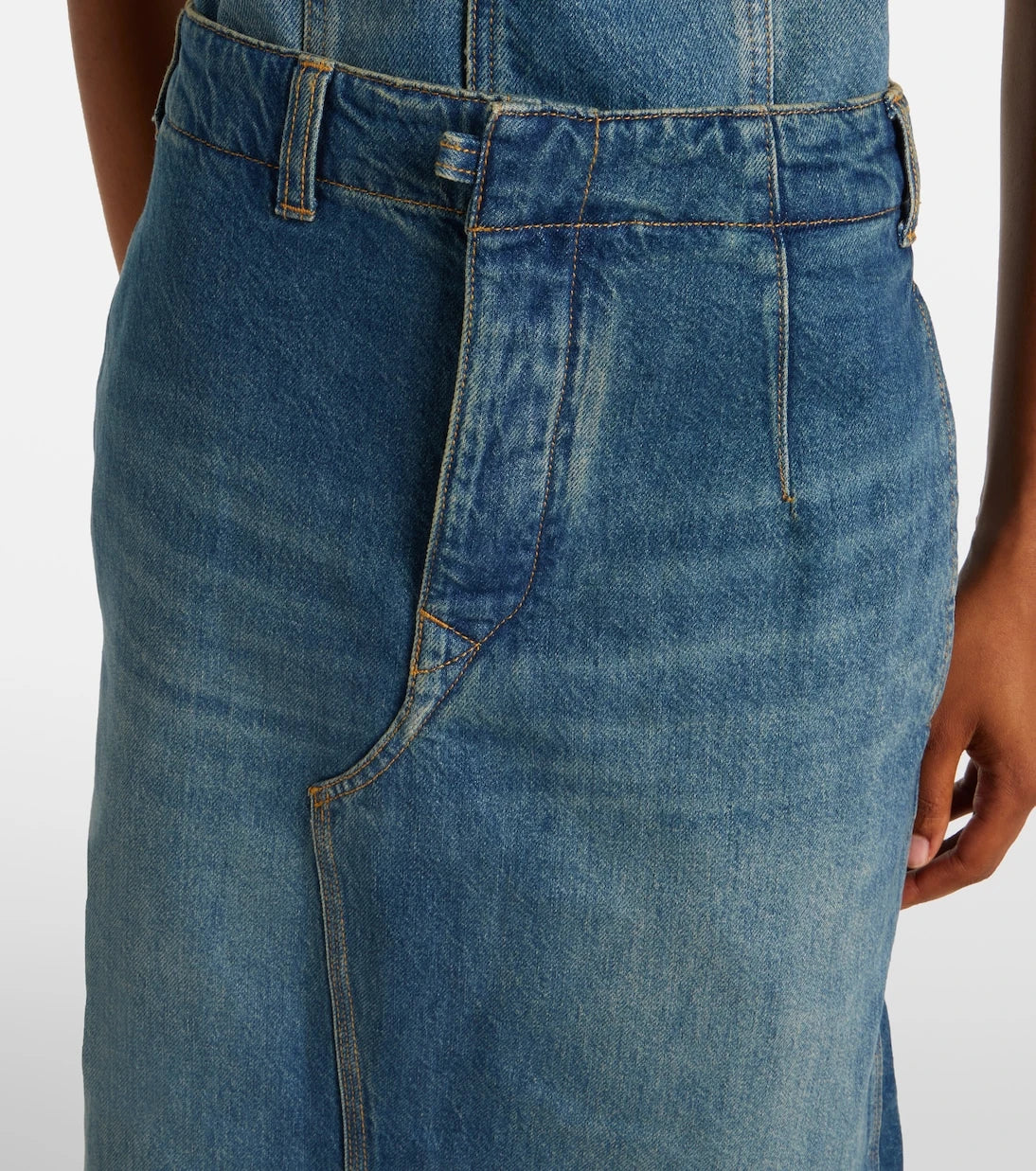 Victoria Beckham - Asymmetric denim midi skirt