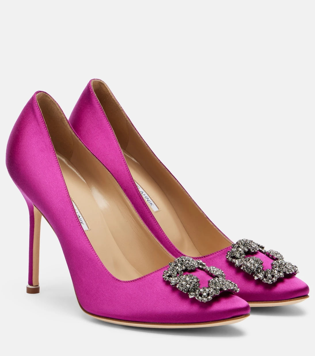 Manolo Blahnik - Hangisi embellished satin pumps