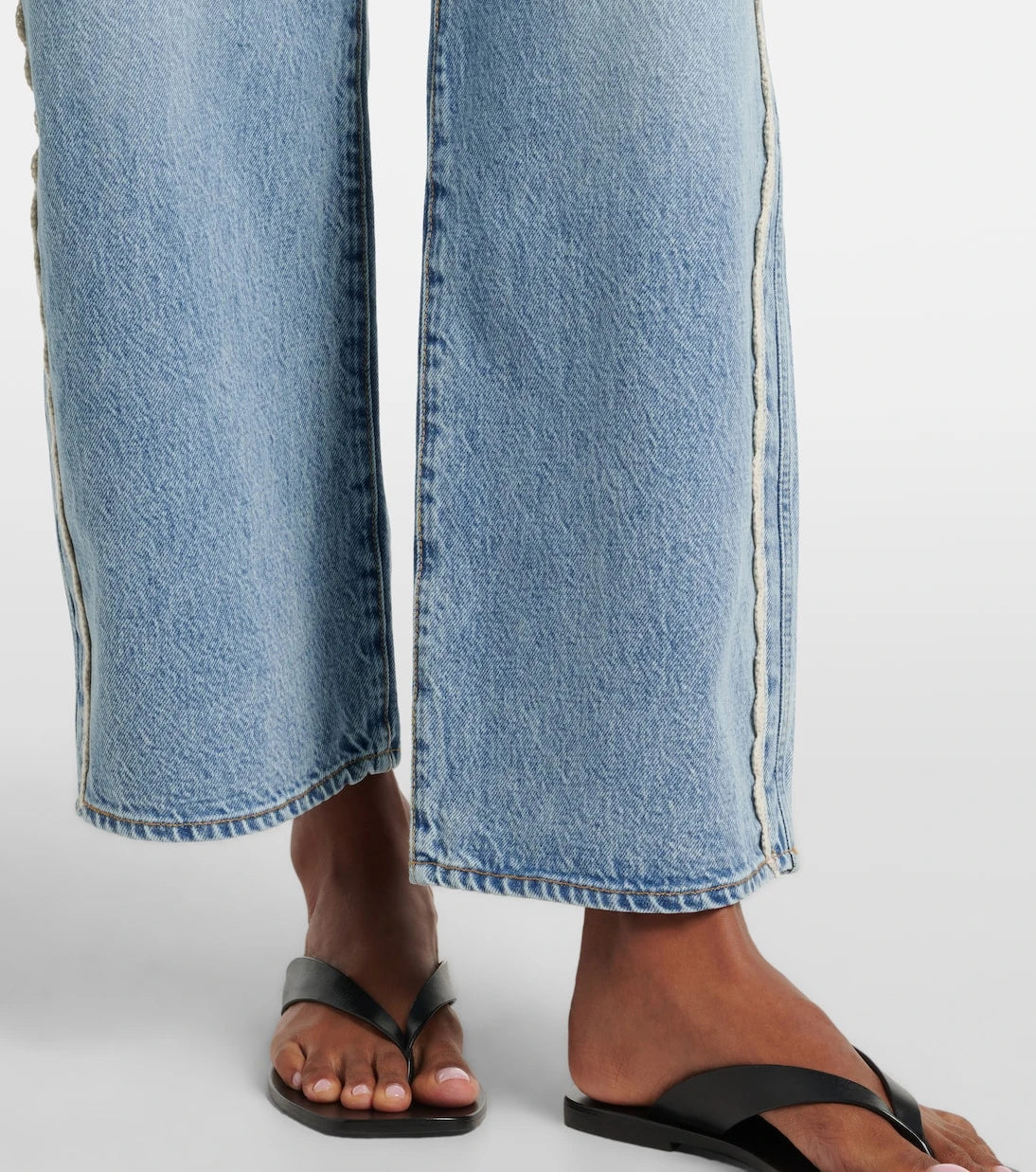 Frame - Crochet Bow cropped wide-leg jeans