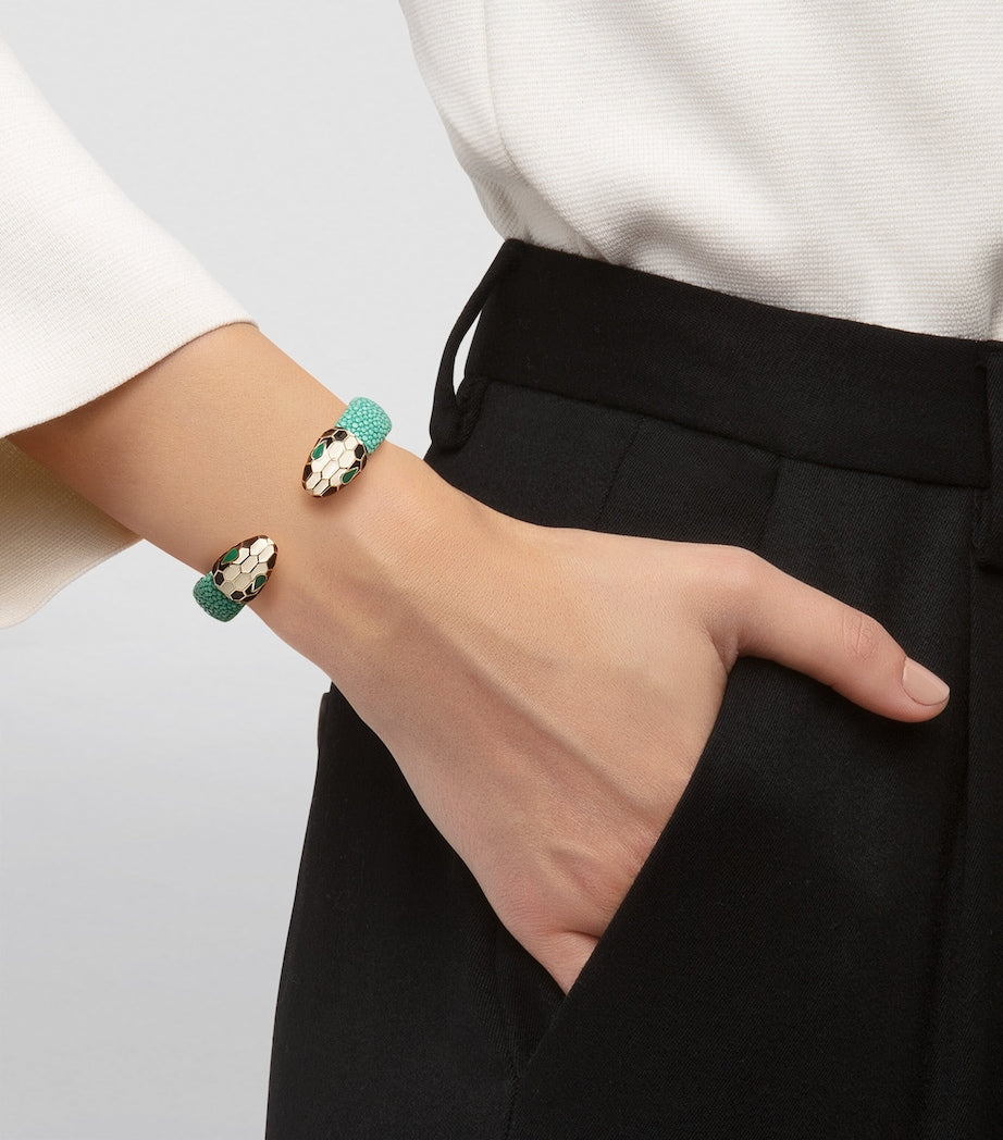 Leather Serpenti Forever Bangle (Medium)