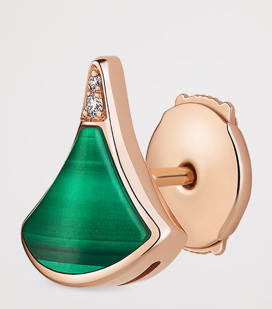 Rose Gold, Diamond and Malachite Divas' Dream Stud Earring