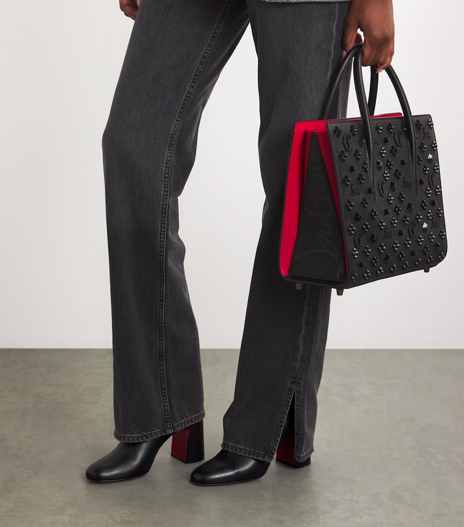 Christian Louboutin Black Turela Leather Ankle Boots 85