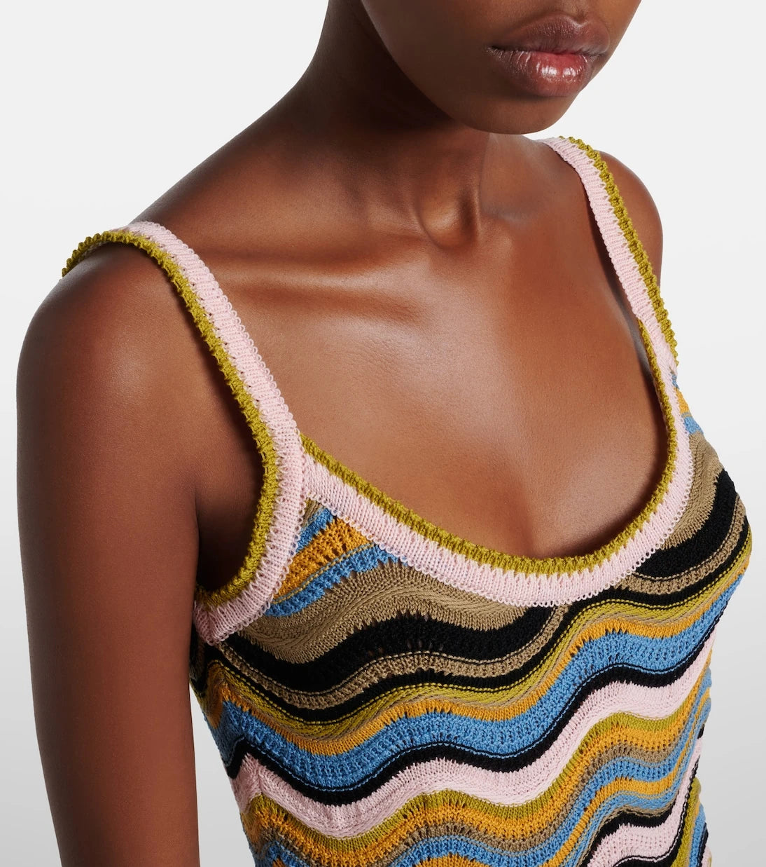 La DoubleJ - Chevron crochet cotton midi dress