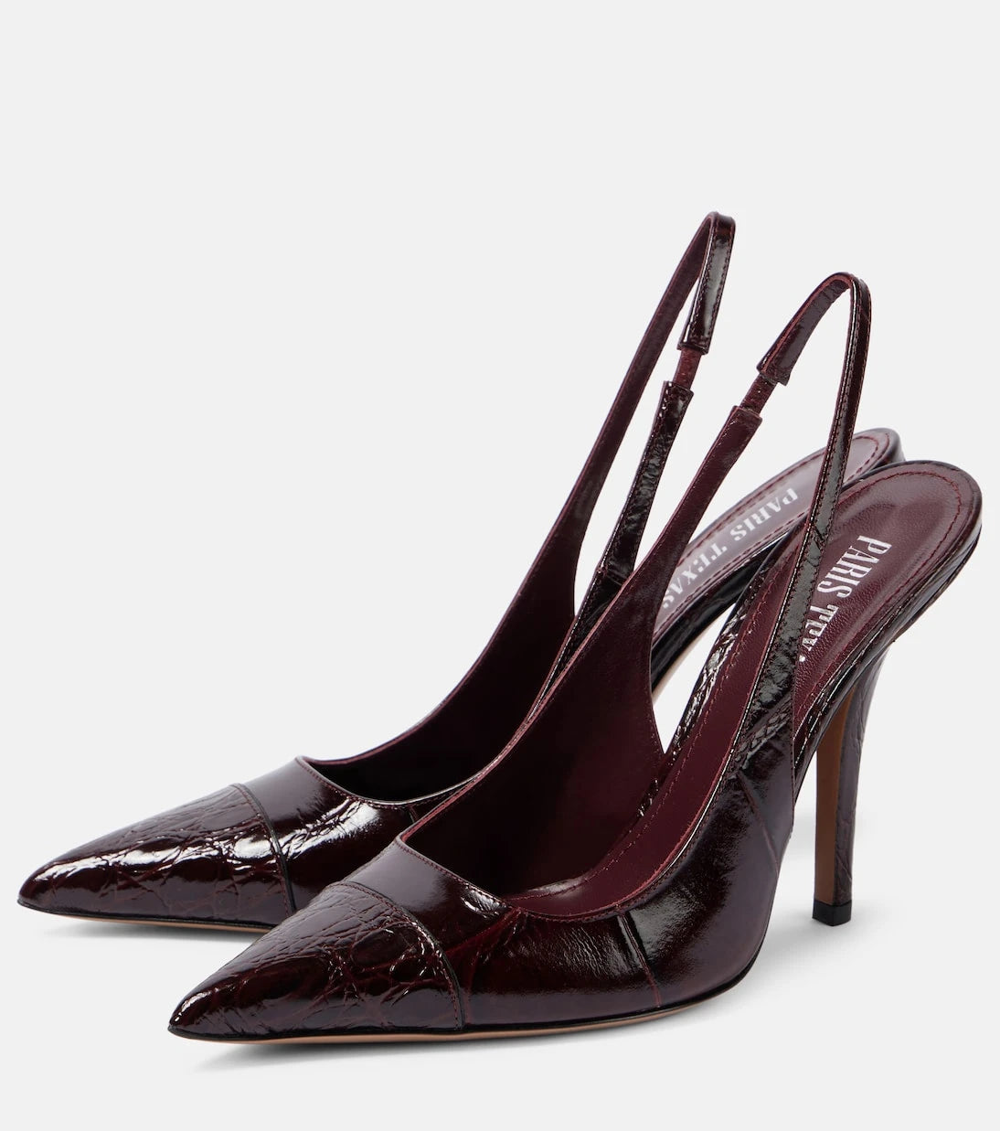 Paris Texas - Miranda 105 croc-effect leather slingback pumps