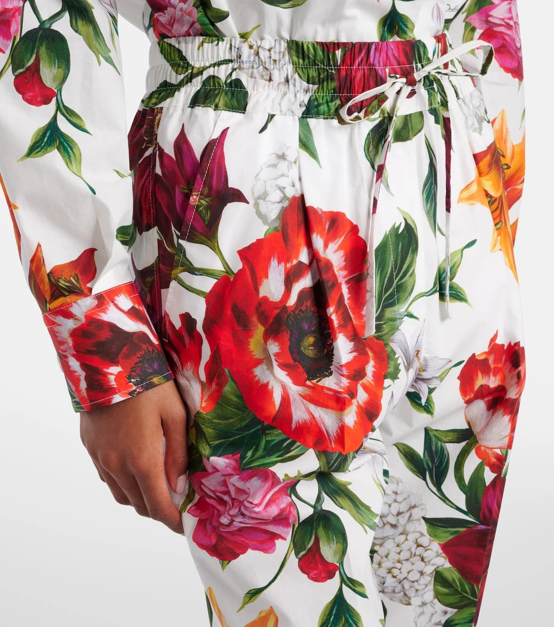 Dolce&Gabbana - Floral high-rise cotton straight pants