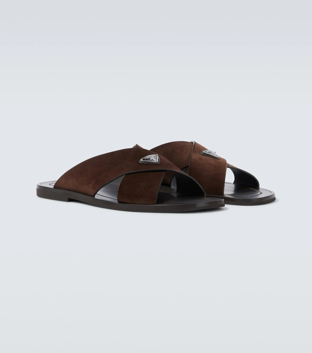 Prada - Logo suede and leather sandals