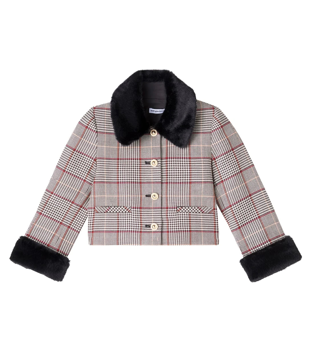 Self-Portrait Kids - Houndstooth wool-blend jacket