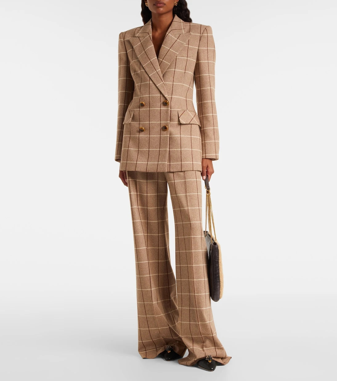 Valentino - Checked double-breasted virgin wool blazer