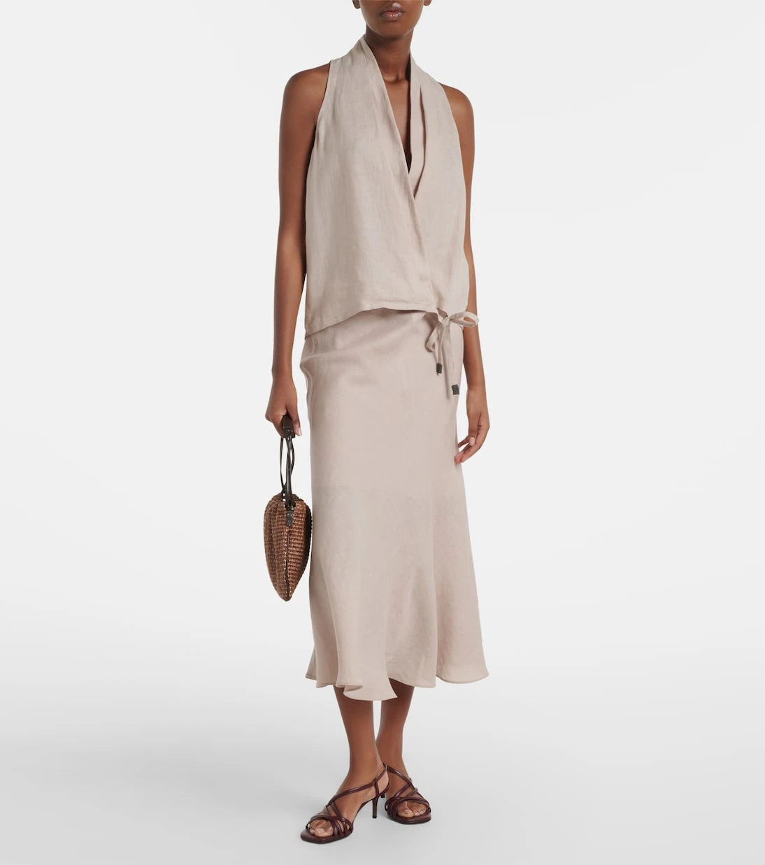 Brunello Cucinelli - Monili leather slingback sandals