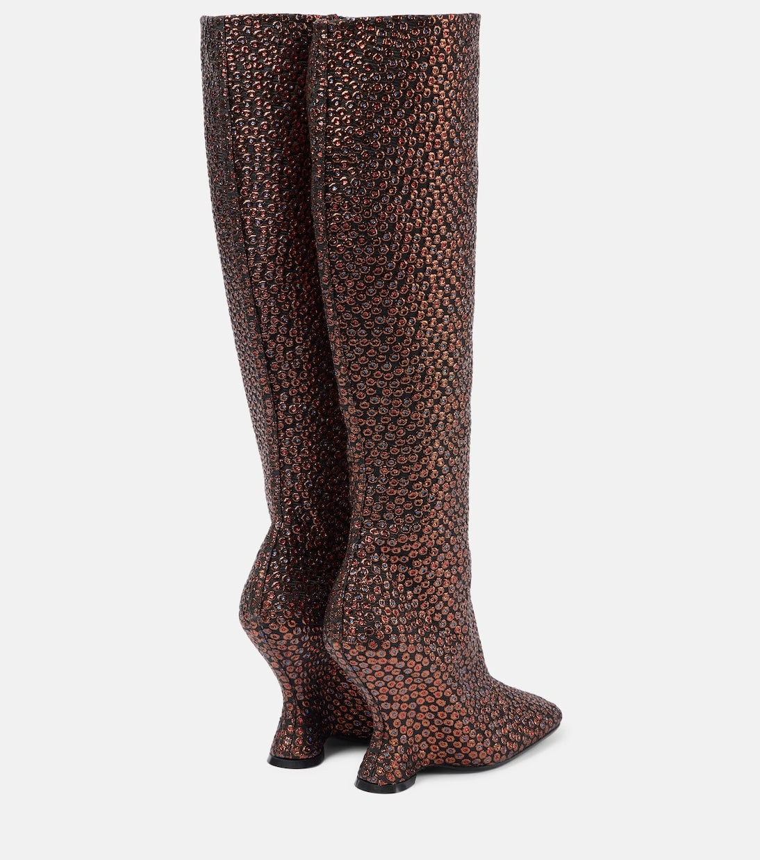 Dries Van Noten - 105 glitter wedge knee-high boots
