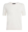 Weekend Max Mara White Silk-Cotton Ribbed-Trim T-Shirt