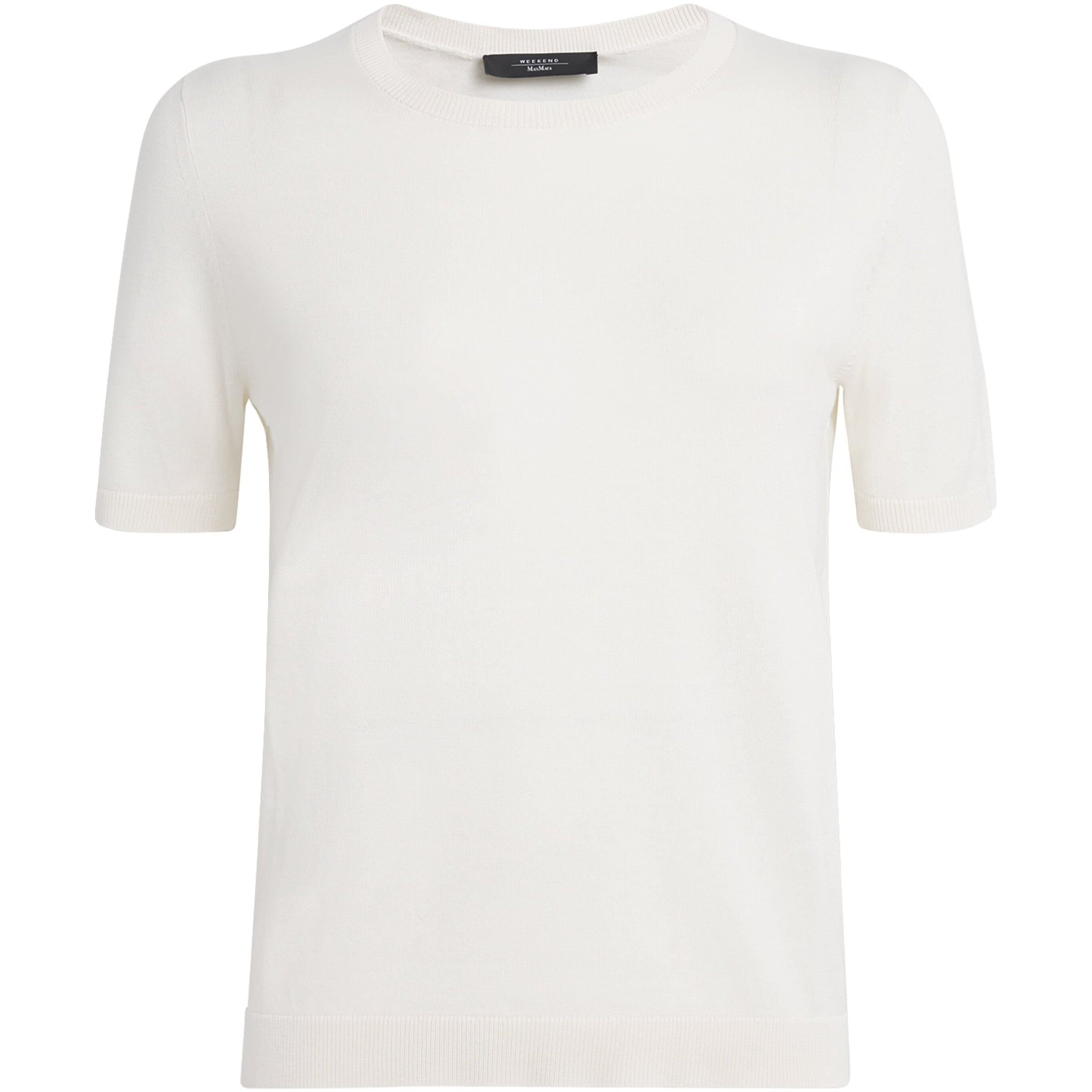 Weekend Max Mara White Silk-Cotton Ribbed-Trim T-Shirt
