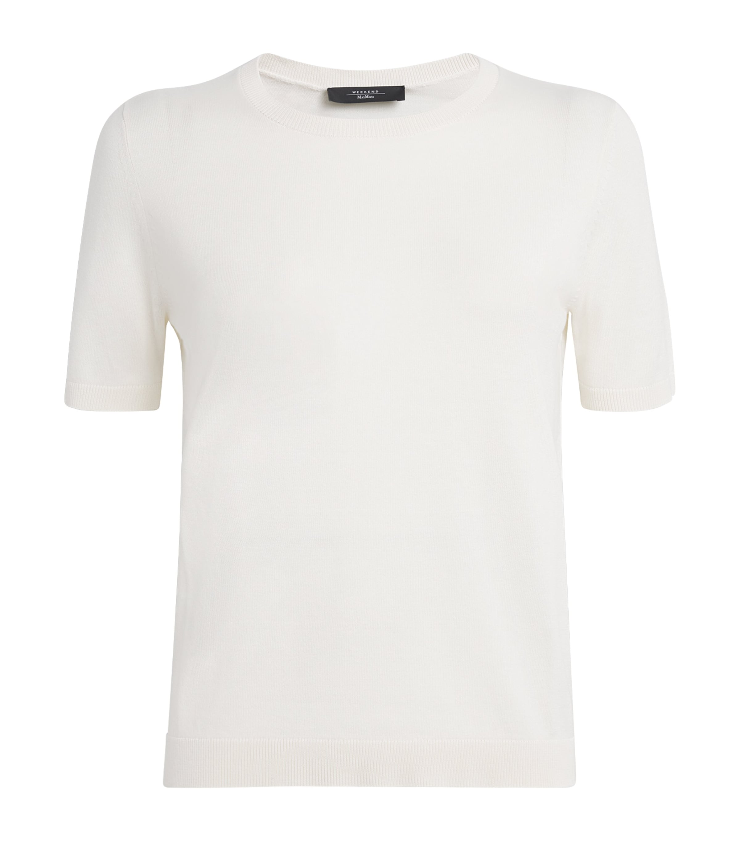 Weekend Max Mara White Silk-Cotton Ribbed-Trim T-Shirt