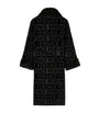 Faux Fur-Trim Monogram Dressing Gown