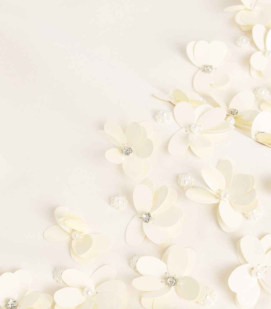 Self-Portrait Ivory Crepe Sequinned Mini Dress