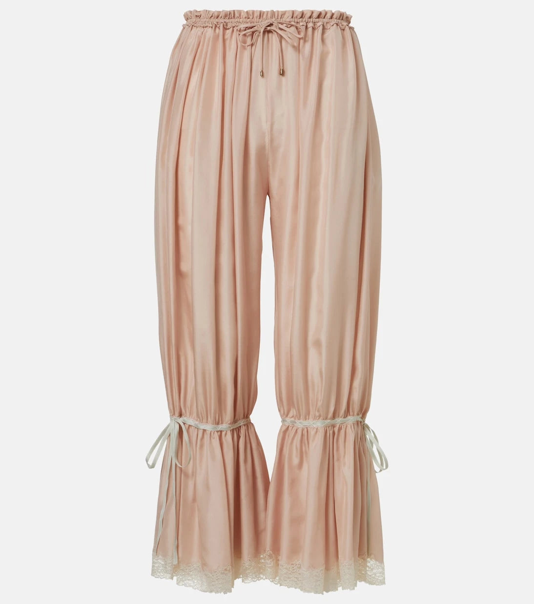 Chloé - Lace-trimmed silk pongé cropped pants