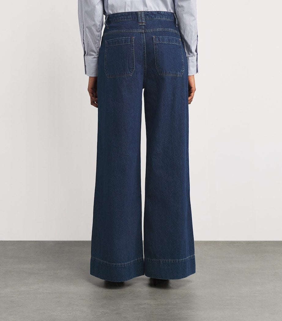 Rag & Bone Blue Selah Wide-Leg Jeans