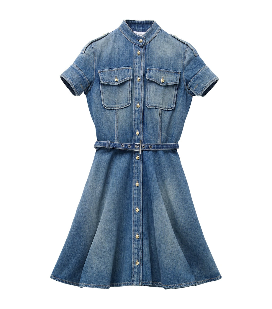 McQueen Blue Stonewashed Denim Mini Dress