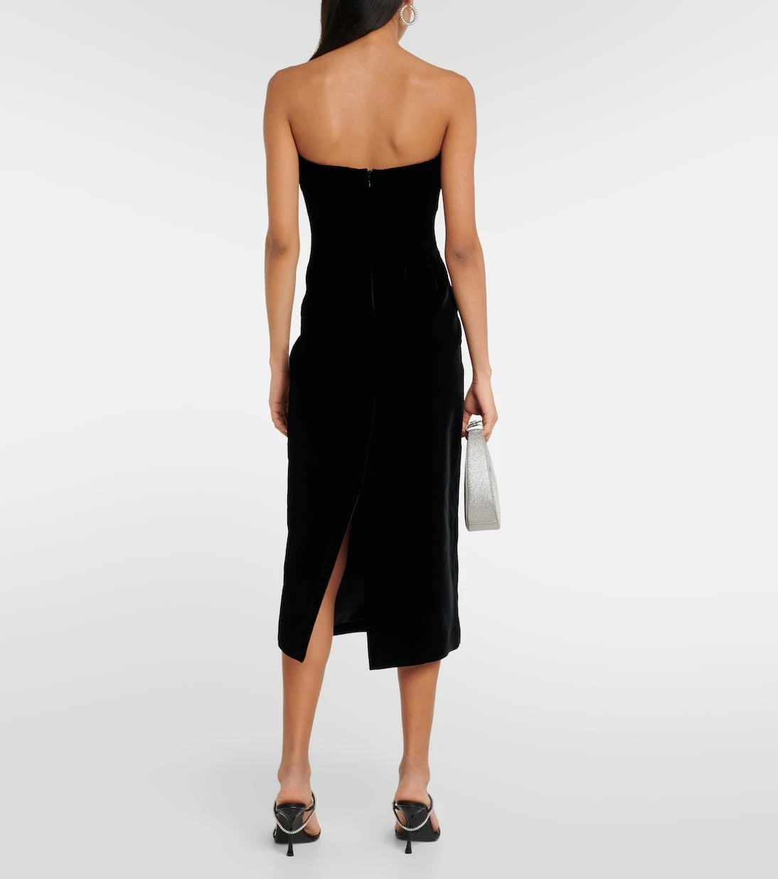 Wardrobe.NYC - فستان ميدي مخملي بدون حمالات