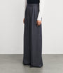 Max Mara Blue Virgin Wool Wide-Leg Trousers
