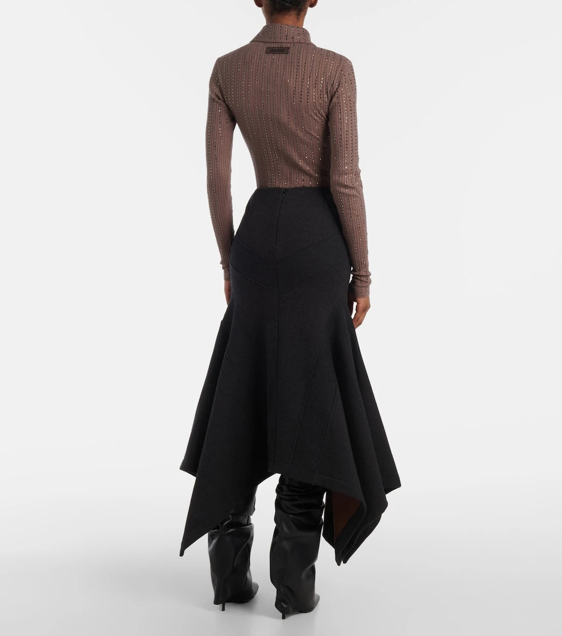 The Attico - Asymmetric cotton midi skirt
