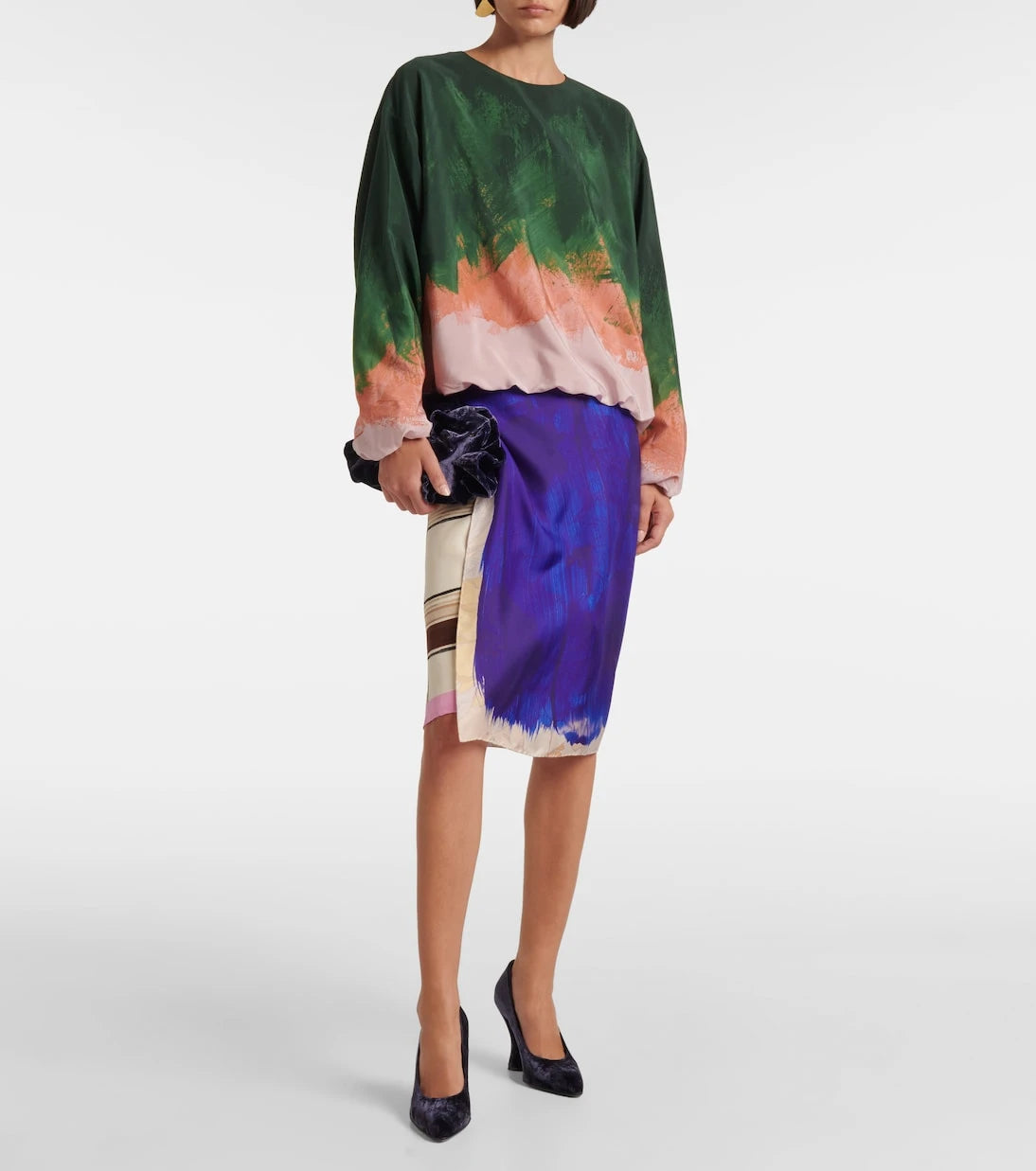 Dries Van Noten - Ombre ipek karışımlı bluz