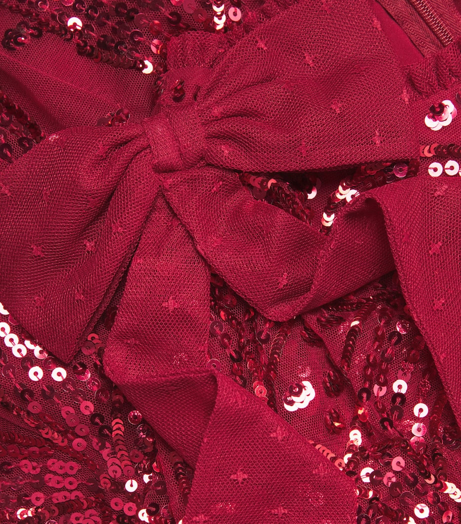 Red Sequinned Bow-Detail Dress (4-12 Years)